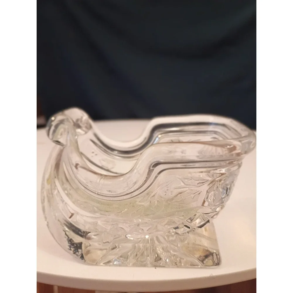 Home for the Holidays Crystal Sleigh Votive Holder 24% Lead Hand Cut Czech 1997